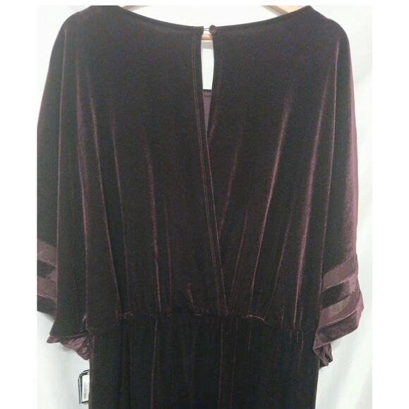 NWT Jessica Howard 20W eggplant Velvet Illusion dress insets on sleeves & hem. - Picture 6 of 13